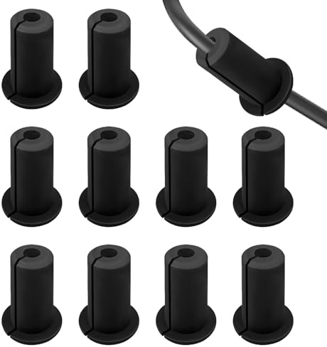 Modixun 10 Pack Cable Grommet for 19mm Wall Hole, Silicone Wall Cable Pass Through Bushing Grommet Cable Routing Kit Cord Cover Hider for Starlink Ethernet Wire (Black)
