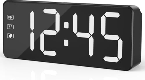 KWANWA Digitalwecker mit großes LED Display, 12/24H, Helligkeit, Netz | LED-Wecker, Sensor-Tipp für 10s Display, 3 Helligk., Nachtmodus, 12/24H, Netz+AA-Batterie