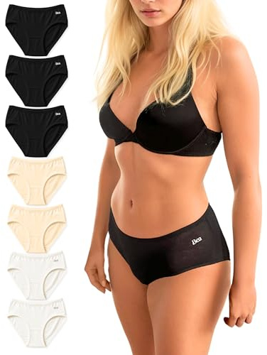 Bea 7-pack supermjuka bambutrosor för kvinnor multipack - Mid Rise, andningsbar, full täckning, underkläder för kvinnor, Blandade (7-pack), XS