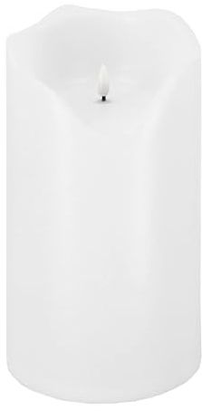 LED Universum - XXL LED Outdoor Kerze Lou weiß Kunstsoff IP44 für Dekoration von Balkon Terrasse Garten Laterne 6h Timer 3 x Baby C LR14 Batterien (nicht enthalten) 2700K warmweiß (Weiß 30 cm)