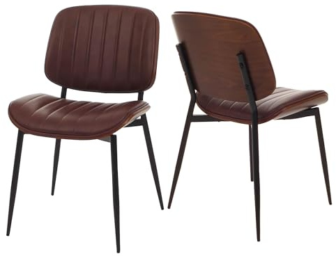 Lot de 2 chaises de salle à manger HWC-O44 aspect noyer, marron vintage
