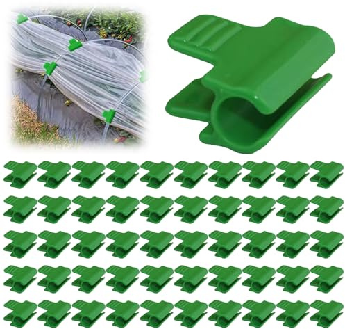 50 Pcs Garden Netting Clips, Clips for Garden Netting, Greenhouse Clamps for 11mm Hoops, Durable Garden Clips for Netting, Greenhouse Plastic Sheeting Film Row Cover
