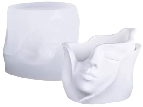 Moule à Vase en Silicone, Moules en Résine Époxy Visage Humain pour Artisanat d'Art, Outil de Moulage Antiadhésif Organisateur pour Artisanat Domestique pour Argile Cire de Bougie Plâtre Béton