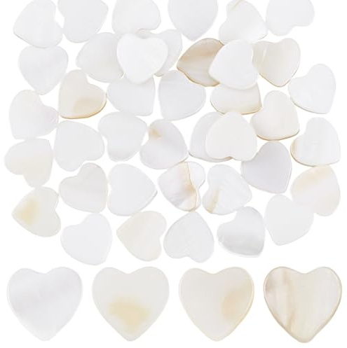 SUNNYCLUE 1 Box 2 Stränge Ca. 66 Stück Herzförmige Muschelperlen Muschel Weiße Perlen 10mm Natürliche Süßwasserperlen Flach Sommer Klein Glatt Lose Abstandshalter Für Die Schmuckherstellung Ohrringe H