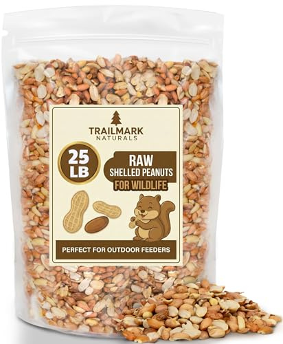 25 LB - Raw Shelled Peanuts for Squirrels, Out of Shell Peanuts for Birds and Wildlife- Squirrel Food, Wild Bird Seed - Grown in The USA