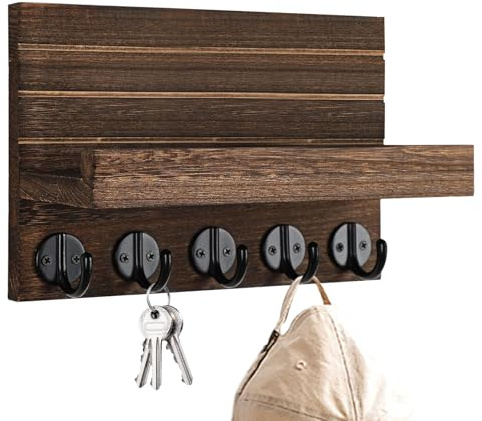 Wandregal – Postsortierer aus Holz, rustikales Bauernhaus-, Ringhalter, Eingangs-Wand-Organizer für Post, Schlüssel, Briefe, Bauernhaus, Heimdekoration, Flur, praktische