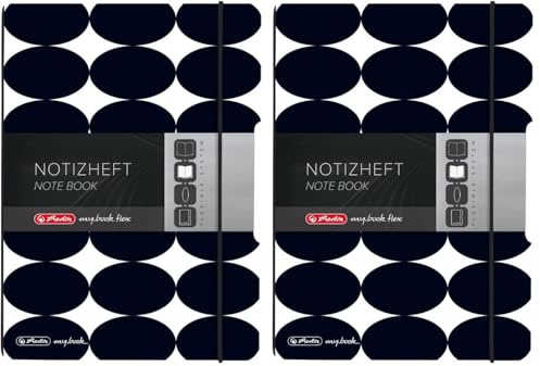 Herlitz 50039784 Notizheft flex A5, 40 Blatt punktiert, Motiv: Just Black, 1 Stück (Packung mit 2)