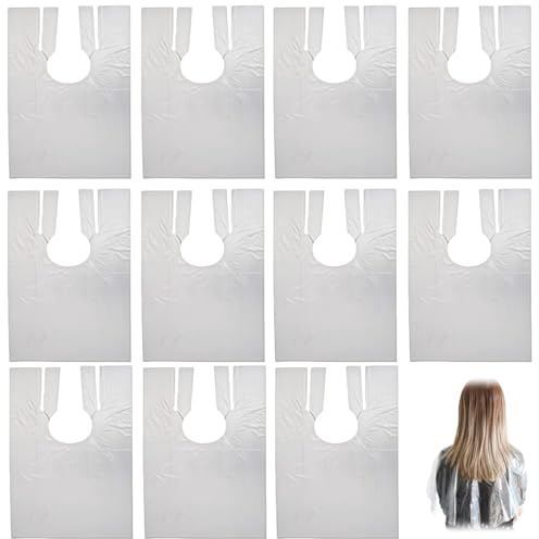 CMBXAQ 60Pcs Disposable Hairdressing Capes, 60×90cm Plastic Waterproof Cape, Salon Barber Hair Cutting Shoulder Capes, for Salon, DIY and Home Use, for Adults & Children
