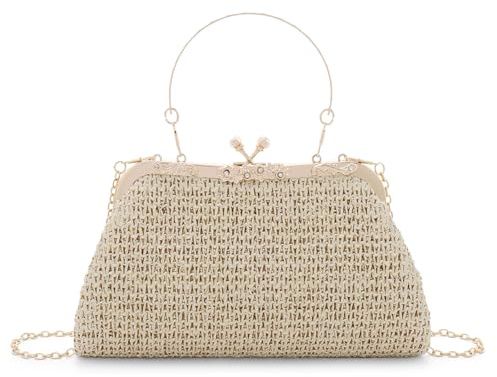Syrads Bolsos de Paja para Mujer Noche Mano Bolsos para Vacaciones CóCteles Y Fiestas de GraduacióN Hombro