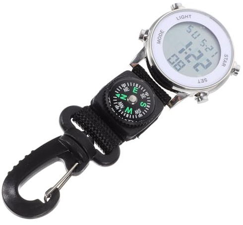 TOYANDONA Nylon Strap Pocket Watch Men Silver Carabiner Hanging Watch