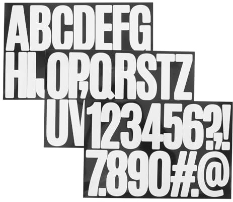 Yardwe 15 feuilles d'autocollants lettres grandes - 7,6 x 3,8 cm, blancs, autocollants alphabet et chiffres - Lettres et symboles à coller pour panneaux extérieurs et boîtes aux