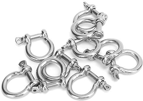RASTKY Anclaje de Anillo en D con Grillete de de Acero Inoxidable de Alta Dureza, 10 Piezas para Acampar y Caminar, Superficie Lisa, Gran Capacidad de Carga, Diseño sin Rebabas (M6)