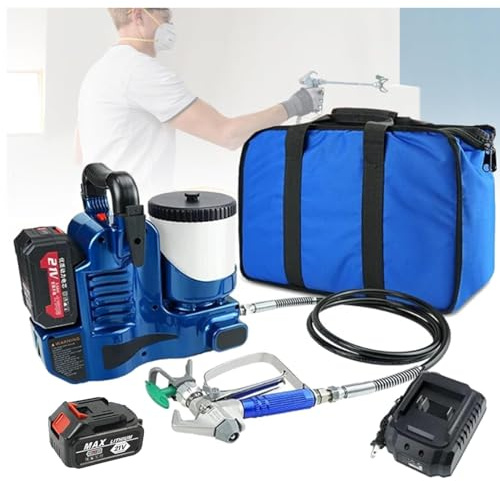 Máquina de pulverización inalámbrica sin aire, pistola de pulverización eléctrica portátil de alta presión de 1,2 L con batería de litio, 6 velocidades ajustables para pintura de látex, pintura