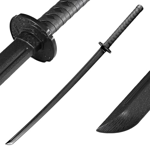 DEPICE 110 cm Langes Bokken - Tachi Hartkunststoff Schwarz mit Tsuba - Aikido, Kendo, Kenjutsu, Iaido