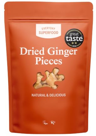 Everyday Superfood Dried Ginger Pieces 190g | Sweet, Hot & Spicy Ginger | Great Taste 2-Star Award Winner 2026 | No Crystallised Sugar Coating | Sweet, Hot & Spicy Ginger Root Pieces