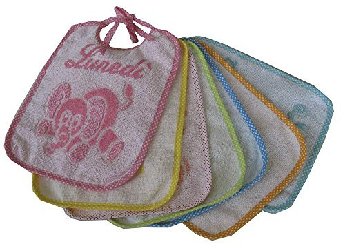 Bubabù CON097/B Confezione 7 Bavette Settimana Pierino Bavaglini Neonato con Laccetti, in busta