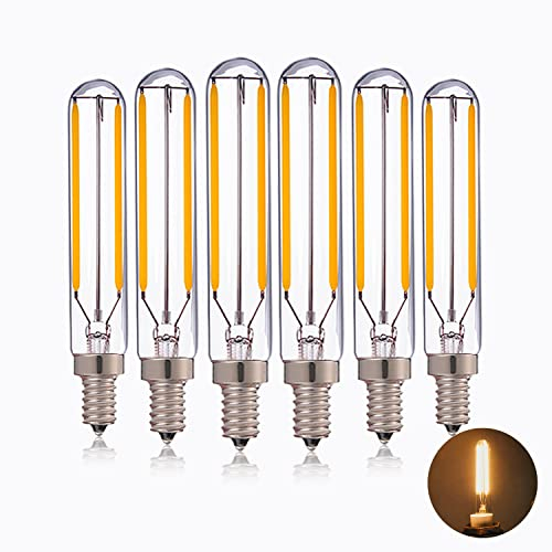 2W tubulaire LED ampoule à incandescence,T20/T6 Edison LED longue suspension d'éclairage 20w remplacement Incandescent Blanc Chaud 2700K Vintage E14 Candelabra base non graduables 5 Pack