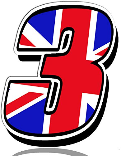 Biomar Labs® 1 x Vinyl UK Flag Sticker Union Jack Great Britain England National Auto Moto Motocross Motosport Start Racing Number 3 Rally Race Car Bike Motorcycle Tuning N 293