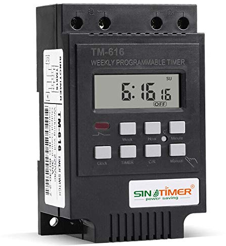 Minuteur numérique programmable TM616 - Prise de minuterie électrique numérique avec écran LCD - 24 heures/7 jours par semaine - Programmable - Noir - 12 V