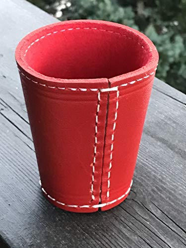 Leder Würfelbecher Premium mit Filz (rot/rot)
