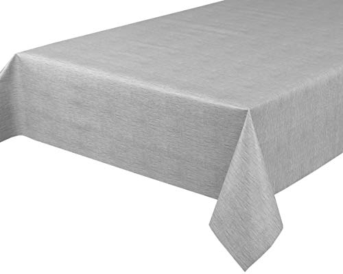 Wachstuchtischdecke Wachstuch Tischdecke abwischbar ECKIG RUND OVAL, Motiv und Größe wählbar (Motiv: Leinen grau, Eckig 140 x 160 cm)