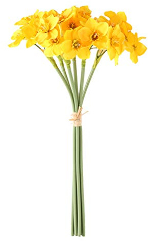 Hidyliu Künstliche Narzissen, Kunstblumen, Kunstblume, Seiden-Narzisse, Brautstrauß, Hochzeitsstrauß, Seiden-Plastikblume für Zuhause, Garten, Party, Büro, Dekoration, Blumendeko (gelb), 6 Stück
