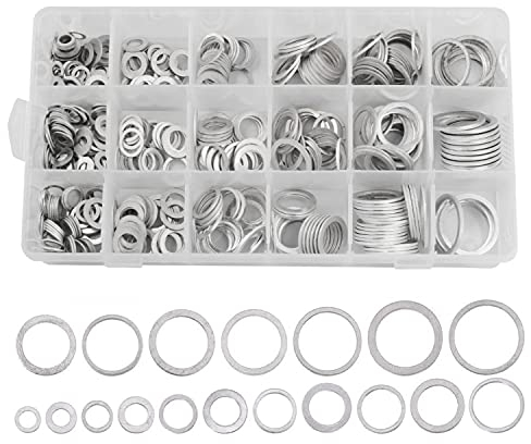 JZK 450 x flache Unterlegscheiben aus Aluminium, verschiedene Unterlegscheiben, 10 Größen M6, M8, M10, M12, M14, M16, M18, M20, M22, M24