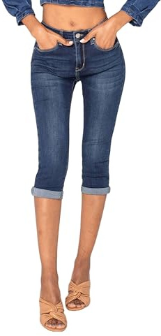 Nina Carter P132 - Pantalones vaqueros para mujer, corte ajustado, cintura alta, aspecto desgastado, efecto lavado, Azul Oscuro P132-1, M delgado