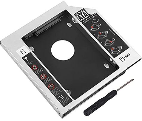 ciciglow Universal 12,7 Mm Aluminium SATA zu SATA 2. SSD HDD Festplatten Adapter Tray Gehäuse für Laptop CD/DVD-ROM Optischer Schacht (12,7 Mm)