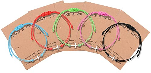 Milacolato 5St Freundschaftsarmband BFF Armbänder Für Damen Mädchen Armbänder Verstellbar Armband Handgemachte Armbänder Beste Freundin Geschenk Mit Wunschkarte Kreuz