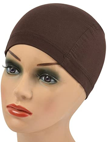 1 Stück Wig Cap Bambus Kappe unter Perücke zu Tragen Elastische Bambus Stoff Perückenkappe (Dunkelbraun)