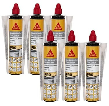 Lot de 6 résines de scellement chimique rapide SIKA Anchorfix-1 Evolution - Gris - 300ml
