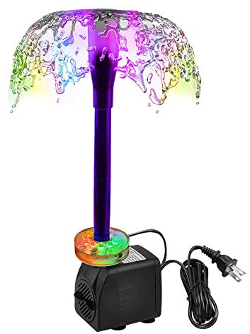 DOMICA 15W 220 GPH Submersible Fountain Pump with LED Light (800L/H), Ultra Quiet Adjustable Water Pump for Water Feature, Hydroponics, Garden, Pond, Aquariums, Fish Tanks, Indoor Outdoor Fountain