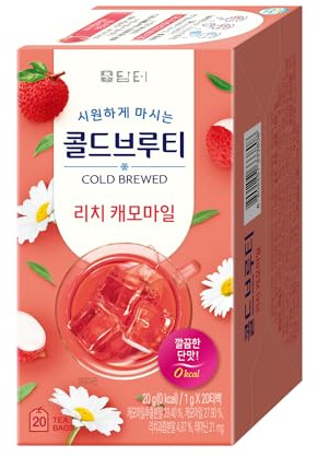 Damtuh Lychee Chamomile Cold Brew Tea - Zero Carbs Zero Sugar, Sweet Cold Tea Beverage with Stevia 30g (20 tea bags)