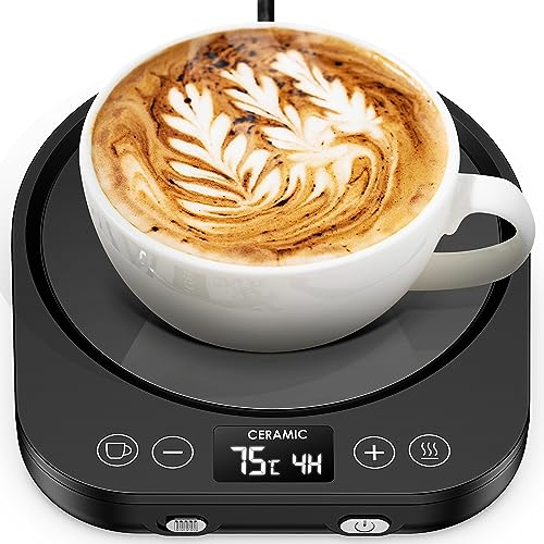 Accwork Scaldatazze Scalda Tazze da Caffè, Scalda Bevande Scalda Latte, Tè con 3 Modalità di Temperatura Fino a 85 ℃ Spegnimento Automatico, Scalda Caffè per Ufficio, Casa