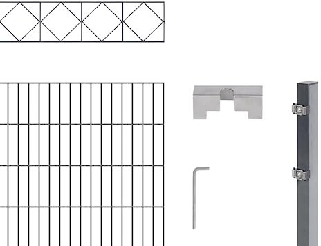 Alberts 667511 Doppelstabmattenzaun »Bergen« als 7 tlg. Zaun-Komplettset | verschiedene Längen und Höhen | kunststoffbeschichtet, anthrazit | Höhe 120 cm | Länge 2 m