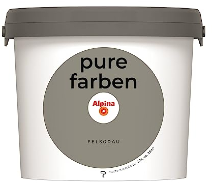 Alpina pure farben Wandfarbe – Felsgrau – strapazierfähige und atmungsaktive Innenfarbe – ergiebig, gut deckend & reinigungsfähig – 2,5 Liter