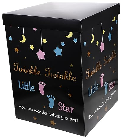 Caja de Papel para Revelar el Género 30x30x40 Negra | Diseño Delicado y Adorable, Capacidad Adecuada, para Cumpleaños y Baby Shower, Papel Seguro y Práctico