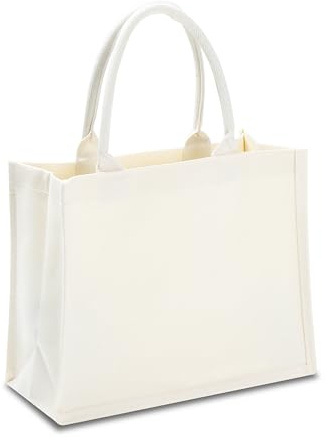 Yaceyace Canvas Tote Bags for Travel, Work & Beach - 14.5x6x10 Reusable Grocery Bags - Plain & DIY, Bulk Pack of 1
