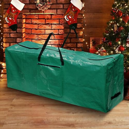 Just For Christmas Tree Storage Bag Stores 7ft/9ft – Christmas Tree Bag W/Handy Side Pocket,Tear-Proof & Waterproof Material, Sturdy Nylon Handles, Dual Zip Closure & Fits Large Trees