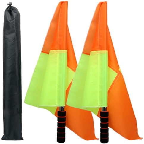 Schiedsrichter Schiedsrichter Schiedsrichter Schiedsrichter Schiedsrichter Flaggen mit Lagerbeutel Wetterresistenten Linienfahnen mit Pole Schaumgriff für Hockeytraining Match 2pcs Gelb und Orange