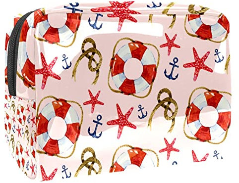 Rope & Lifebuoy Cosmetic Bag for Women, Travel Toiletries Bags Large PVC Makeup Handy Pouch Organiser with Zipper