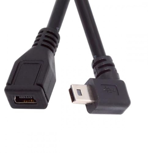 CY Cable 90 Degree Right Angled Mini USB 5Pin Male to Female Extension Cable 30cm for GPS Camera