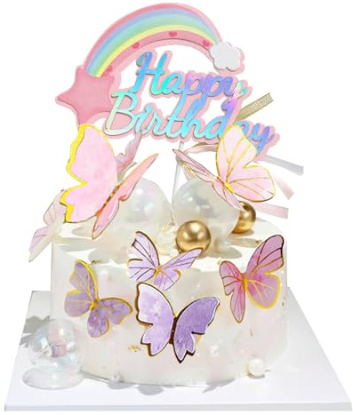 KASESSS 43 Stück Tortendeko Schmetterling, 3D Schmetterlinge Deko Torte, Schön Kuchen Deko Schmetterlinge, Torten Deko Schmetterling Rosa & Lila, Torten Deko Mädchen für Hochzeit, Geburtstag, Party