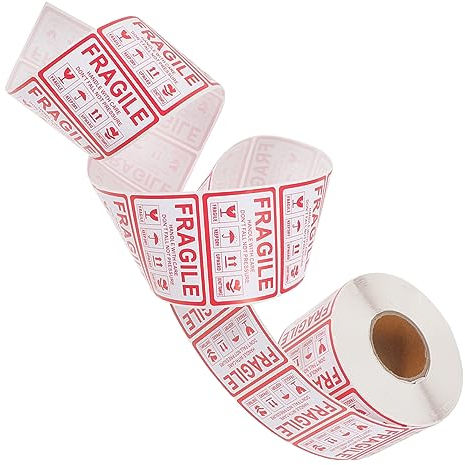 SEWACC 1rolle Fragile Warning Label Sticker Selbstklebende Etiketten Für Versand Zerbrechlicher Praktische Aufkleber Für Sicheren Transport Von Paketen