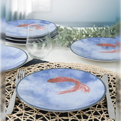 WELL HOME MOBILIARIO & DECORACIÓN Set of Dessert Plates (6 Pieces) Ceramic Fish 20 x 20 x 2.5 cm