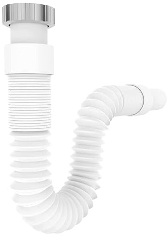 Saraoriginalshop Tubo Scarico Flessibile ed Estensibile per Lavandino Bagno o Cucina Fai da Te Ricambio Installazione Sifone Guarnizione Raccordi Standard Disponibile in Vari Misure (1 Uscita 32 mm)