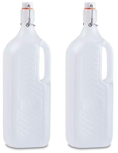 Acan Tradineur Lot de 2 bouteilles en plastique avec poignée et bouchon à pression, réutilisables, eau, lait, smoothies, jus, sodas, réfrigérateur, camping (1,5 litre, 32 x 10 x 9 cm)