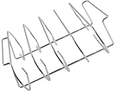 KONTONTY Rib Rack Steak Grillrost Antihaftbeschichtet Für Rippchen Hähnchen Und Mehr Tragbar Für BBQ Und Grillabende Im Freien Silberfarben