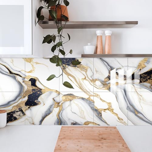 Fliesenaufkleber Minimalistischer Marmor Klebefliesen Küche 3d Wandpaneele Selbstklebend PVC Fliesenaufkleber Bad Wasserdicht Selbstklebende Fliesen Leicht Zu Schrubben Fliesensticker10 PC(10x10cm)
